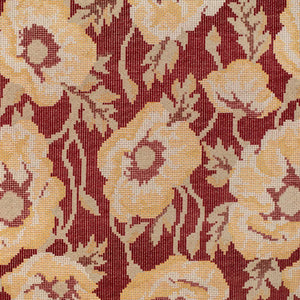 Taupe Red Mustard Yellow Cream Floral Chenille Upholstery Fabric