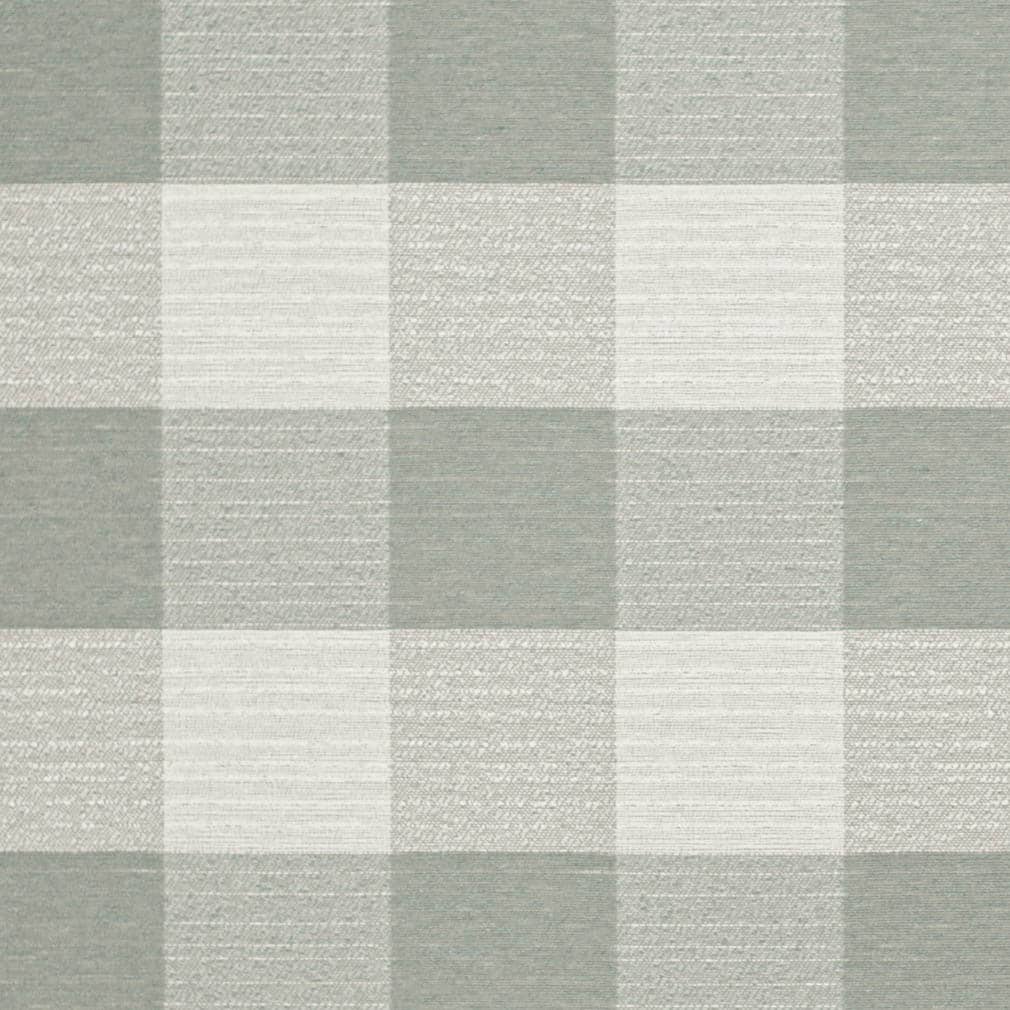 Stain Resistant Crypton Aqua Blue Cream Check Upholstery Drapery Fabric