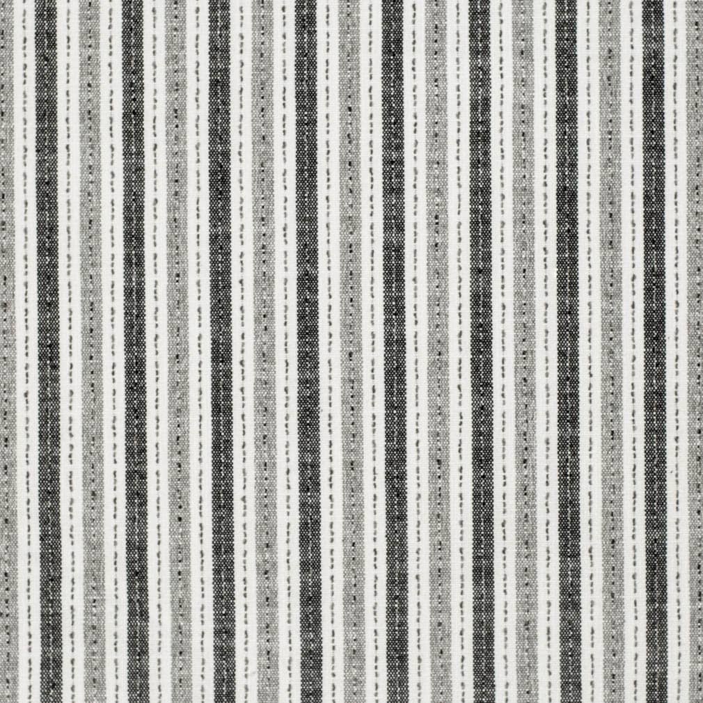 Charcoal Grey Cream Stripe Upholstery Fabric