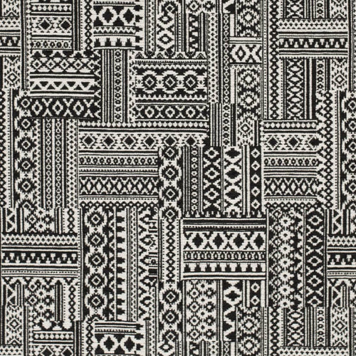 Black Cream Ethnic Tapestry Upholstery Fabric