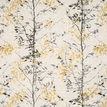 Load image into Gallery viewer, Crypton Cream Mustard Gold Charcoal Grey Floral Botanical Upholstery Fabric
