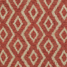 Load image into Gallery viewer, Rusty Red Coral Beige Taupe Geometric Diamond Upholstery Fabric