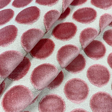 Load image into Gallery viewer, Pink Beige Dot Circle Geometric Cut Velvet Upholstery Fabric