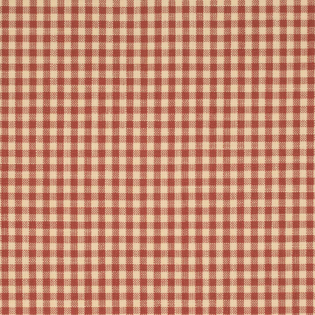 Beige Rusty Red Small Check Drapery Upholstery Fabric