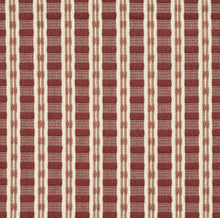 Load image into Gallery viewer, Rusty Red Coral Cream Woven Stripe Upholstery Fabric