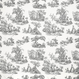 Ivory Grey French Country Toile Drapery Upholstery Fabric