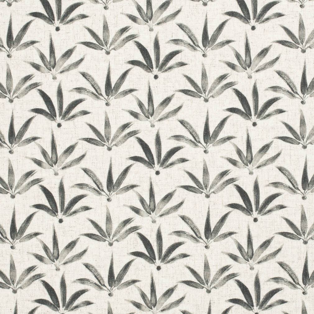 Oatmeal Cream Charcoal Black Floral Upholstery Fabric