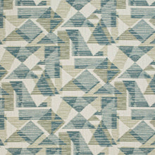 Load image into Gallery viewer, Stain Resistant Cream Teal Olive Green Abstract Geometric Upholstery Drapery Fabric