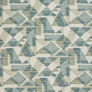 Stain Resistant Cream Teal Olive Green Abstract Geometric Upholstery Drapery Fabric