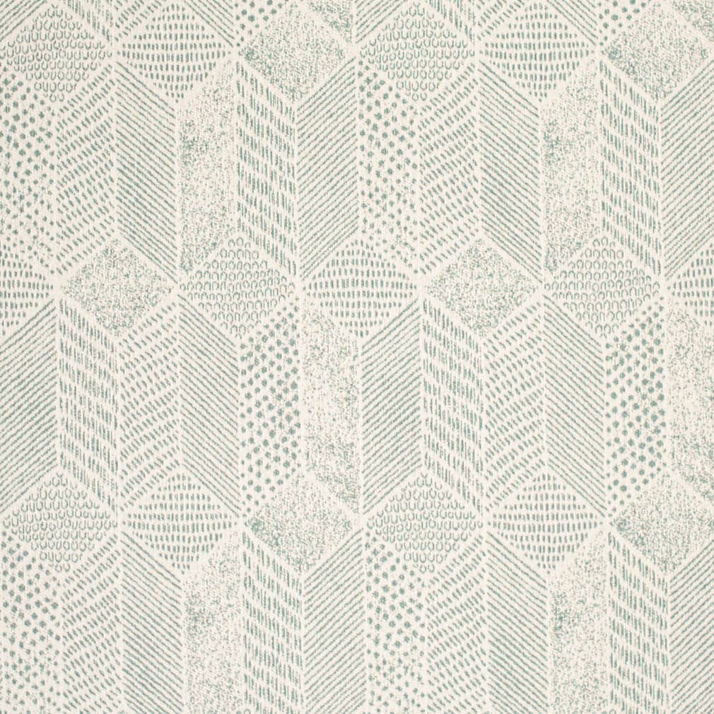 Stain Resistant Cream Teal Abstract Upholstery Drapery Fabric