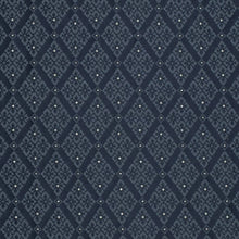 Load image into Gallery viewer, Heavy Duty Damask Diamond Navy Blue Upholstery Drapery Fabric