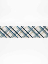 Load image into Gallery viewer, 3.25" Wide Linen Viscose White Navy Blue Taupe Aqua Geometric Embroidered Tape Trim