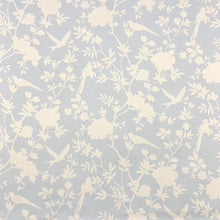 Load image into Gallery viewer, Sky Blue White  Floral Cotton Sateen Upholstery Drapery Fabric