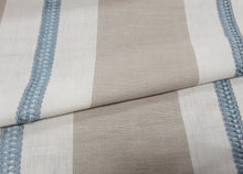 Load image into Gallery viewer, 1.5 Yard Remnant Thibaut Alden Embroidery Stripe Sky Drapery Fabric