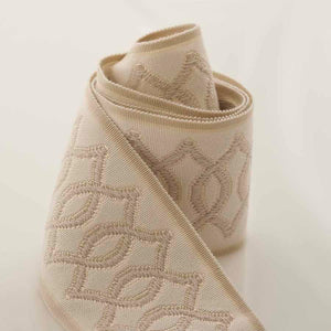 2.75" Wide Ivory Light Beige Geometric Drapery Tape Trim