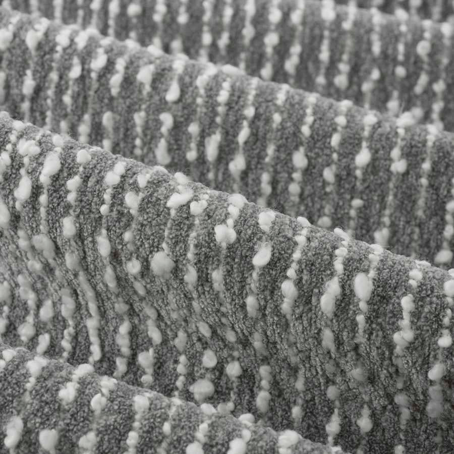 Grey White Boucle Chenille Upholstery Fabric