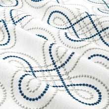 Load image into Gallery viewer, Ivory Navy Blue Grey Embroidered Drapery Fabric
