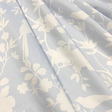 Load image into Gallery viewer, Sky Blue White  Floral Cotton Sateen Upholstery Drapery Fabric