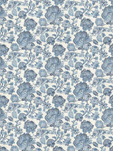 Load image into Gallery viewer, Linen Viscose Ivory Navy Blue Floral Jacobean Drapery Fabric