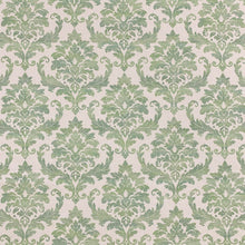 Load image into Gallery viewer, Cotton Ivory Green Damask Print Upholstery Drapery Fabric