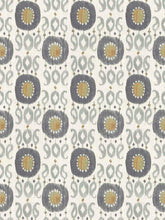 Load image into Gallery viewer, Cream Grey Seafoam Mustard Ikat Upholstery Fabric