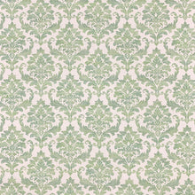 Load image into Gallery viewer, Cotton Ivory Green Damask Print Upholstery Drapery Fabric