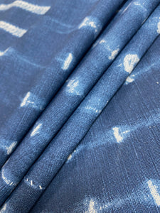 Bennison Onikoko Indigo Mudcloth Stripe Linen Upholstery Drapery Fabric WHS 5108