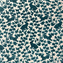 Load image into Gallery viewer, Teal Green Beige Woodland Animal Pattern Cut Velvet Upholstery Drapery Fabric