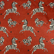 Load image into Gallery viewer, Rusty Red Black White Zebra Animal Pattern Velvet Upholstery Drapery Fabric