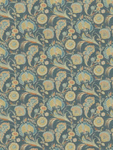 Load image into Gallery viewer, Cotton Denim Cream Rusty Red Teal Floral Upholstery Drapery Fabric