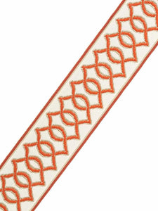 2.75" Wide Off White Orange Geometric Drapery Tape Trim
