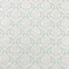 Load image into Gallery viewer, Cotton Seafoam Aqua Blush White Damask Print Upholstery Drapery Fabric
