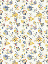 Load image into Gallery viewer, Cotton Ivory Navy Blue Green Mustard Red Teal Floral Upholstery Drapery Fabric
