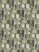 Load image into Gallery viewer, Off White Grey Ochre Olive Green Abstract Velvet Upholstery Fabric