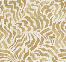 Load image into Gallery viewer, Linen Cotton White Brown Mustard Abstract Upholstery Drapery Fabric