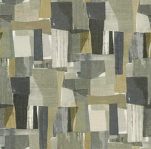 Load image into Gallery viewer, Off White Grey Ochre Olive Green Abstract Velvet Upholstery Fabric