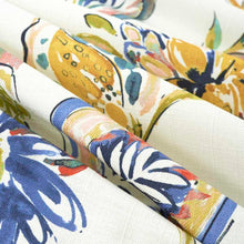 Load image into Gallery viewer, Cotton Ivory Navy Blue Green Mustard Red Teal Floral Upholstery Drapery Fabric