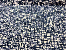 Load image into Gallery viewer, 1.5 Yard Norbar Leeds River Navy Blue Off White Abstract Velvet Upholstery Fabric