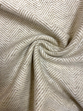 Load image into Gallery viewer, Designer Water &amp; Stain Resistant Cream Beige Herringbone MCM Mid Century Modern Chenille Upholstery Fabric WHS 4573