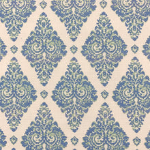 Load image into Gallery viewer, Cotton White Blue Green Diamond Upholstery Drapery Fabric