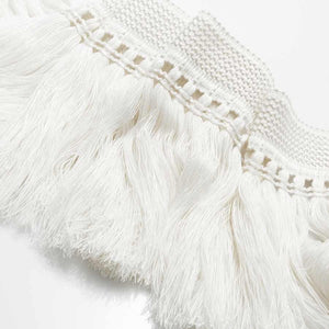 8" Wide Off White Tassel Upholstery Fringe Trim