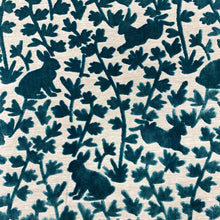 Load image into Gallery viewer, Teal Green Beige Woodland Animal Pattern Cut Velvet Upholstery Drapery Fabric