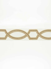 Load image into Gallery viewer, 3" Wide Ivory Beige Geometric Embroidered Drapery Tape Trim
