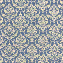Load image into Gallery viewer, Cotton Turquoise Blue Green White Damask Print Upholstery Drapery Fabric