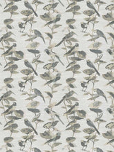 Load image into Gallery viewer, Silver Grey Steel Blue Beige Bird Floral Upholstery Drapery Fabric