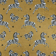 Load image into Gallery viewer, Mustard Gold Black White Zebra Animal Pattern Velvet Upholstery Drapery Fabric