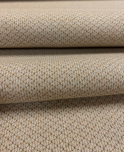 Designer Indoor Outdoor Taupe Cream Small Scale Diamond Water & Stain Resistant Upholstery Fabric WHS 4563