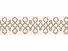 Load image into Gallery viewer, 3.12&quot; Wide Off White Taupe Embroidered Geometric Drapery Tape Trim