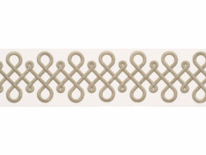 3.12" Wide Off White Taupe Embroidered Geometric Drapery Tape Trim
