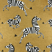 Load image into Gallery viewer, Mustard Gold Black White Zebra Animal Pattern Velvet Upholstery Drapery Fabric